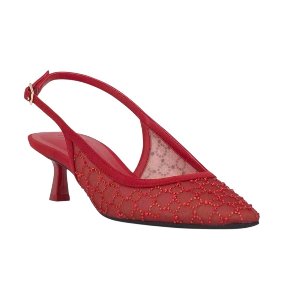 INC International Women's Gemini Mid Heel Slingback Pumps Mesh Red